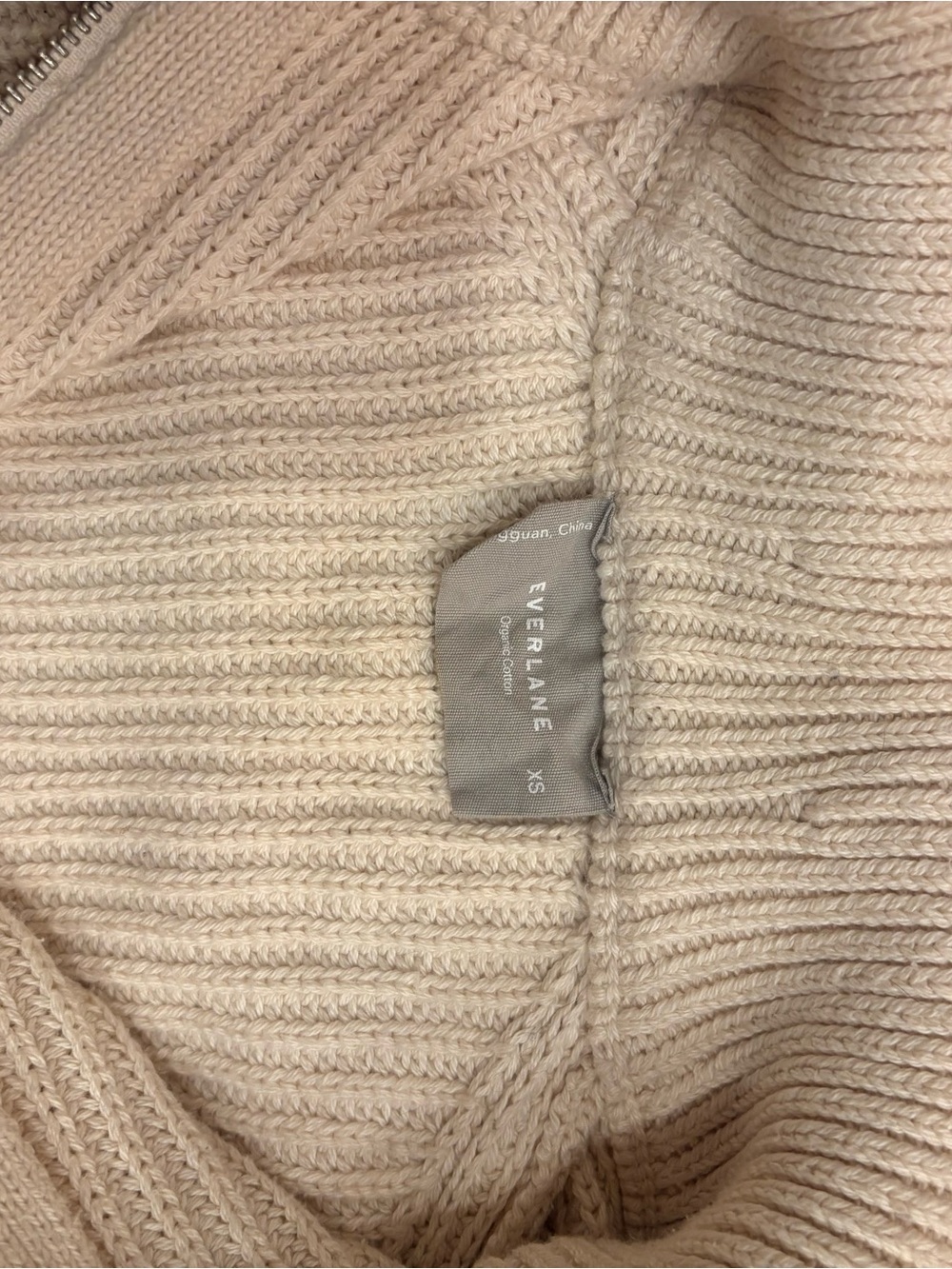 Everlane Cream Ribbed Zip-Up Sweater - Picture 3 of 6